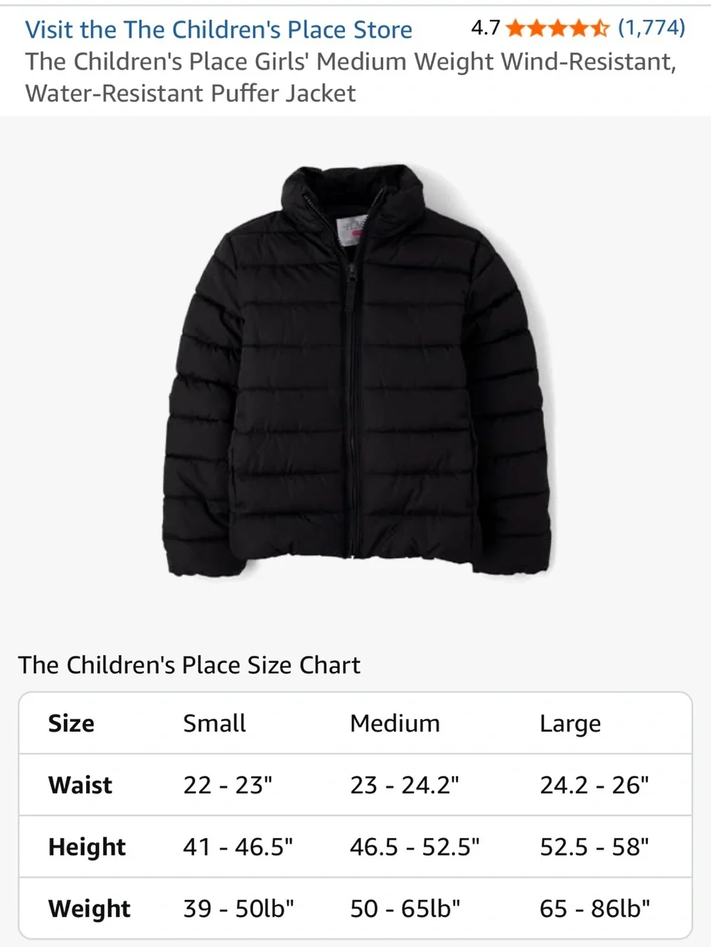 The Children's Place Medium Weight Wind-resistant Water-resistant Puffer Jacket